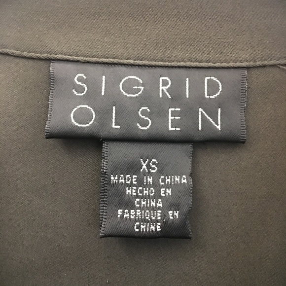 SIGRID OLSEN Olive Embroidered Silk Blouse XS - Picture 4 of 8